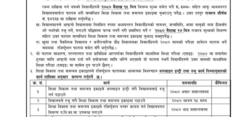 पनिकाले भन्यो– एसईईको रजिष्ट्रेसन फारम खुल्यो, विद्यार्थीको विवरण राम्रोसँग जाँच गर्नू