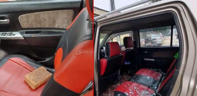 स्वर्णिम वाग्लेका बुबा चढ्ने कार तोडफोड