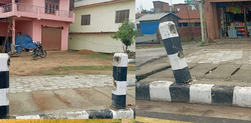 छ लेन सडकको रेलिङ चोरी