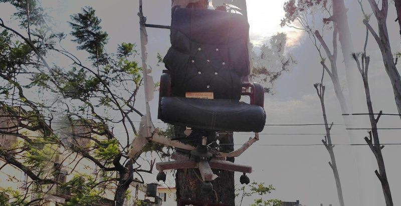 भक्तपुर क्याम्पस प्रमुखको कुर्सी झुण्ड्याइयो रुखमा