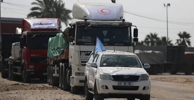 प्यालेस्टाइनको गाजा क्षेत्रमा २० ट्रक राहत सामग्री पुग्यो