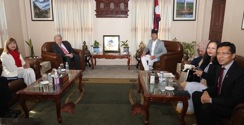 राष्ट्र सङ्घका महासचिव गुटेरेस सिंहदरबारमा