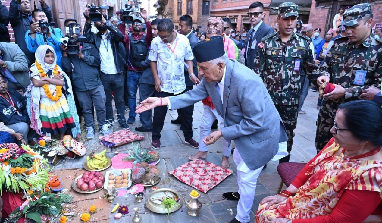 राष्ट्रपति पौडेलद्वारा नवदुर्गाको विशेष पूजा