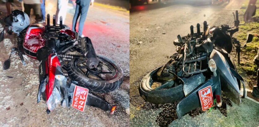 झापामा दुईवटा मोटरसाइकल ठोक्किँदा पाँच जना घाइते