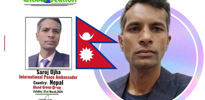 नेपाल​बाट ओझा `द डेली ग्लोबल नेशन´को अन्तरराष्ट्रिय शान्ती दूत नियुक्त