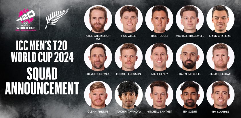 टी–२० विश्वकपका लागि न्युजिल्यान्डको टोली घोषणा