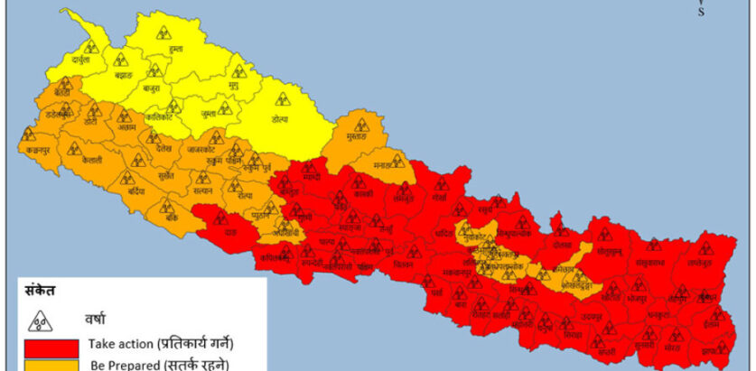 ४३ जिल्ला वर्षाको उच्च जोखिम, आवश्यक पूर्वतयारी गर्न आह्वान
